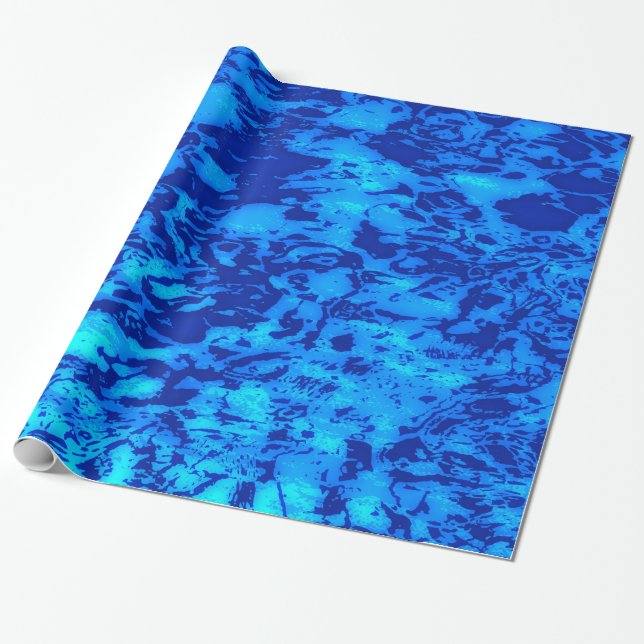 Navy Deep Customise Fresh Ocean Water Wrapping Paper (Unrolled)