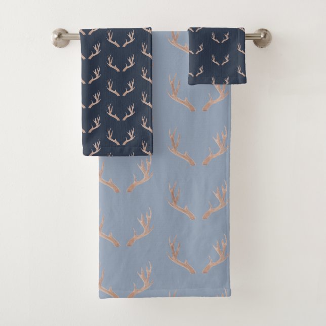 Navy Deer antler bathroom set (Insitu)