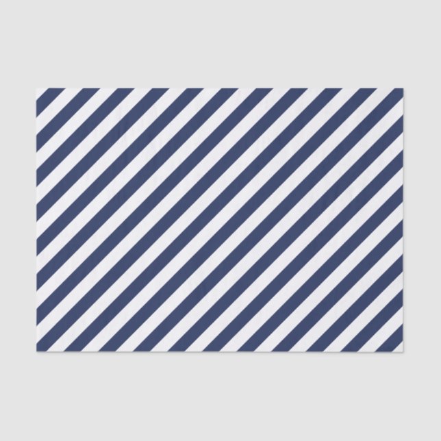 Navy Diagonal Stripes Tissue Paper (Front)