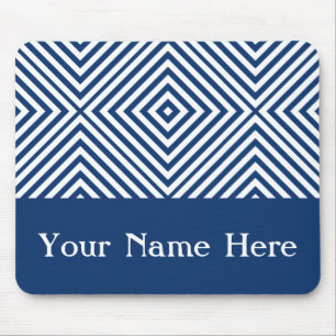 Navy Diamond Chevron with custom name Mouse Mat
