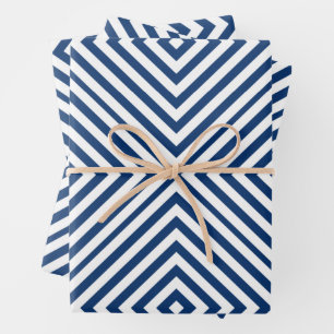 Navy Diamond Chevron Wrapping Paper Sheets