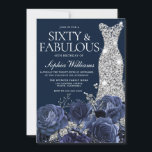 Navy Diamond Dress Sixty & Fabulous 60th Birthday Invitation<br><div class="desc">Navy Diamond Dress Sixty & Fabulous 60th Womans Birthday Party Invitation

See matching collection in Niche and Nest Store

Many thanks</div>