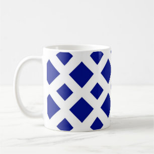 Navy Diamonds on White Coffee Mug