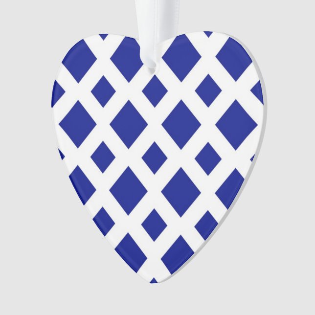 Navy Diamonds on White Ornament (Front)