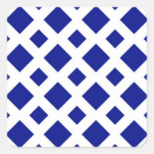 Navy Diamonds on White Square Sticker