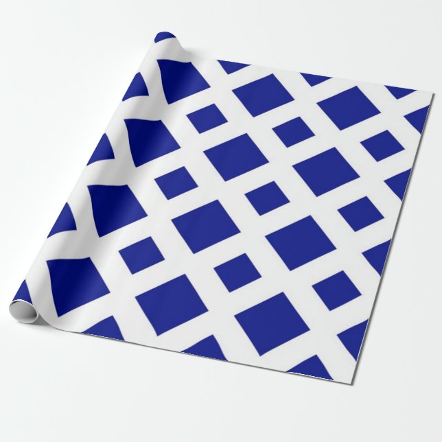 Navy Diamonds on White Wrapping Paper (Unrolled)