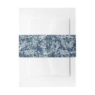 Navy  Digital Camo Camouflage Decor Invitation Belly Band