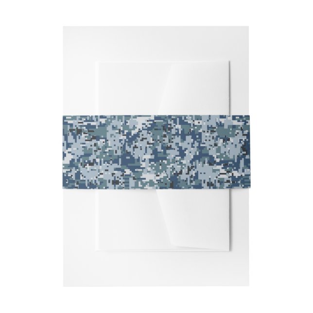 Navy  Digital Camo Camouflage Decor Invitation Belly Band (Front Example)