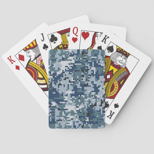 Navy  Digital Camo Camouflage Decor Playing Cards (Back)