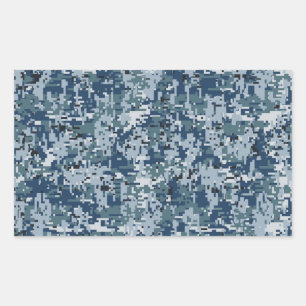 Navy  Digital Camo Camouflage Decor Rectangular Sticker