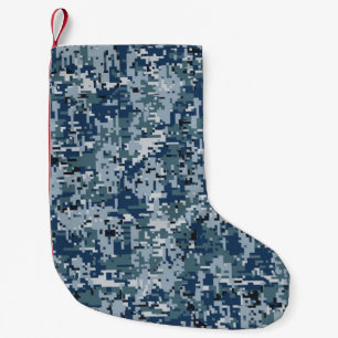 Navy  Digital Camo Camouflage Decor Small Christmas Stocking