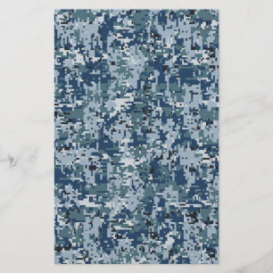 Navy  Digital Camo Camouflage Decor Stationery