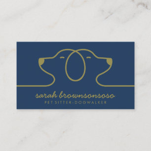 Navy Dog Line Logo Petsitter vet Business Card