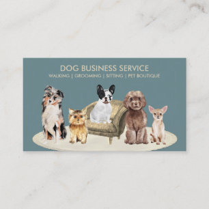 Navy Dogs Walking Chair Sitting Pet Groom Boutique Business Card