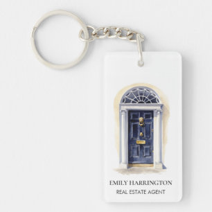 Navy Door Watercolor Logo Real Estate Agent Key Ring