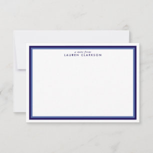 Navy Double Frame Modern Stationery Note Card