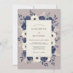 Navy Dramatic Winter Wedding Invitation