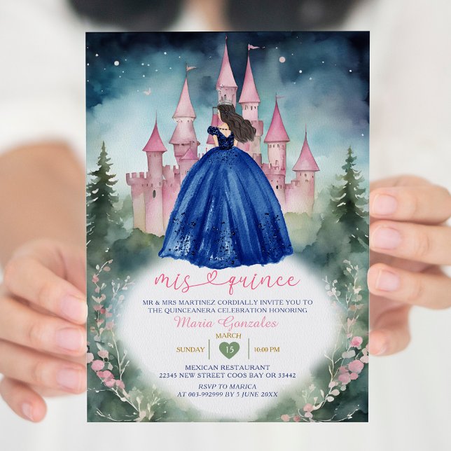 Navy Dress Forest Mis Quince 15 Birthday Invitation (Creator Uploaded)