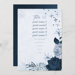 navy & dust blue flowers seating table number