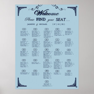 Navy Dusty Blue Alphabetical Wedding Seating Chart