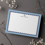 NAVY & DUSTY BLUE Classic Monogram Double Frame Card<br><div class="desc">Get a professional look with our formal and elegant personalized stationery flat cards feature your monogram and your name beneath in Sans Serif font coupled with elegant open face font framed by a chic navy double border over a dusty blue background. The monogram initials and name can easily be personalized...</div>
