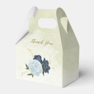 navy dusty blue floral greenery wedding favour box