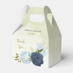 navy dusty blue floral greenery wedding favour box