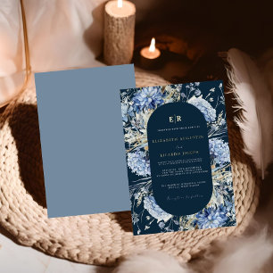 Navy Dusty Blue Floral Spring Bloom Wedding 