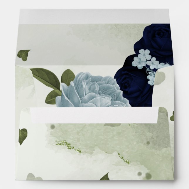 navy & dusty blue flowers green  envelope (Back (Bottom))