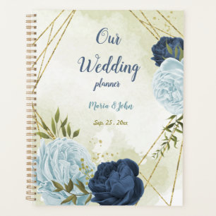 Navy & dusty blue flowers greenery wedding planner