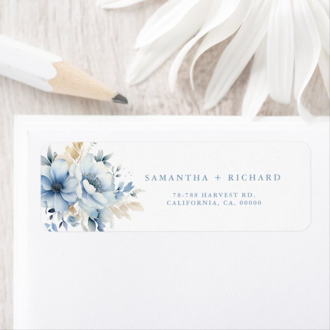Navy Dusty Blue Gold Floral Spring Bloom Wedding (Insitu)