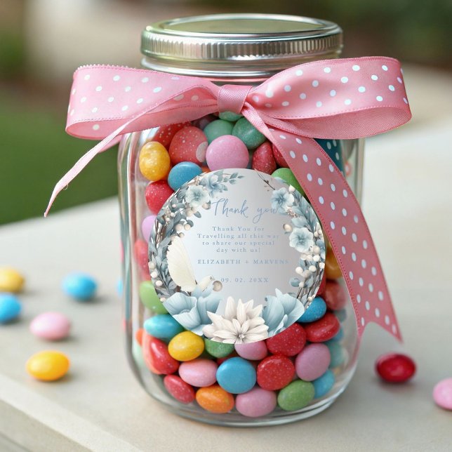 Navy Dusty Blue Gold Floral Spring Bloom Wedding Classic Round Sticker (Creator Uploaded)