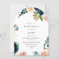 Navy & Dusty Blue, Pink Floral Bridal Shower Arc