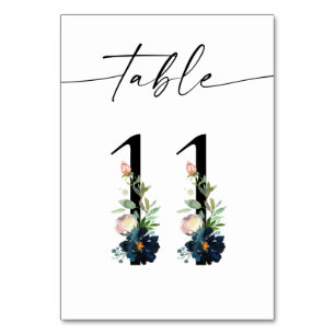 Navy, Dusty Blue & Pink Floral Table Number 11