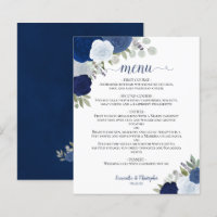 Navy & Dusty Blue Roses Budget Wedding Menu
