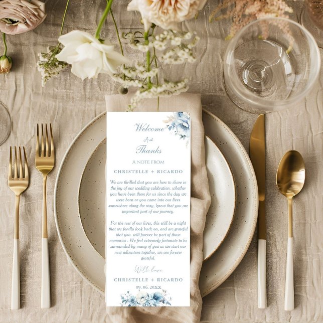 Navy Dusty Blue Welcome & thank you Wedding note (Creator Uploaded)