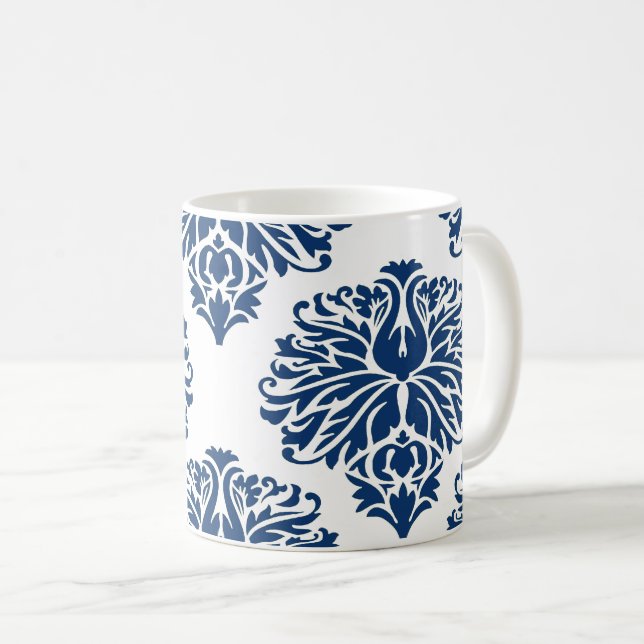 Navy Elegant Damask Coffee Mug (Front Right)