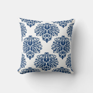 Navy Elegant Damask Cushion