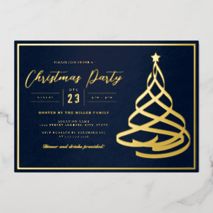Navy Elegant Gold Tree Christmas Party