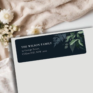 Navy Elegant Green Gold Greenery Frame Address