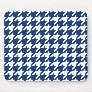 Navy Elegant Houndstooth Mouse Mat