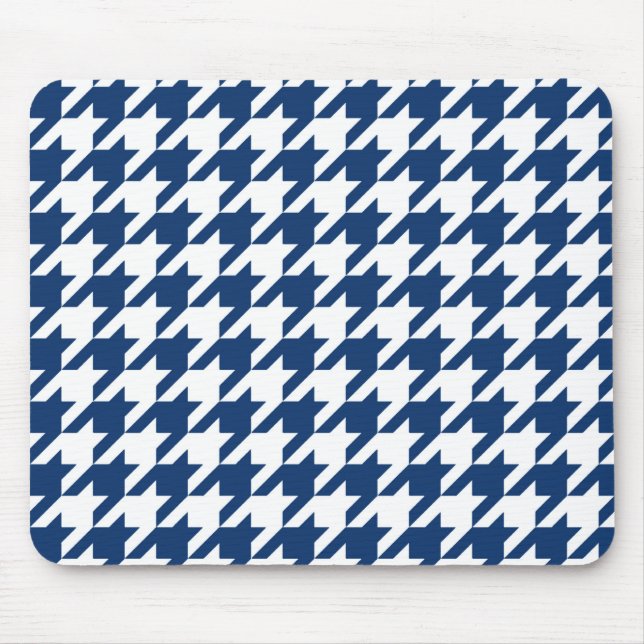 Navy Elegant Houndstooth Mouse Mat (Front)