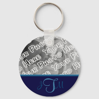 Navy Elegant Monogram Keychain