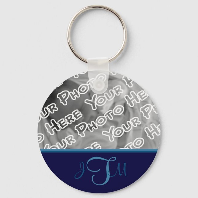 Navy Elegant Monogram Keychain (Front)