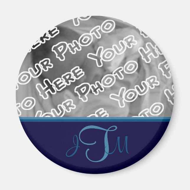 Navy Elegant Monogram Magnet (Front)