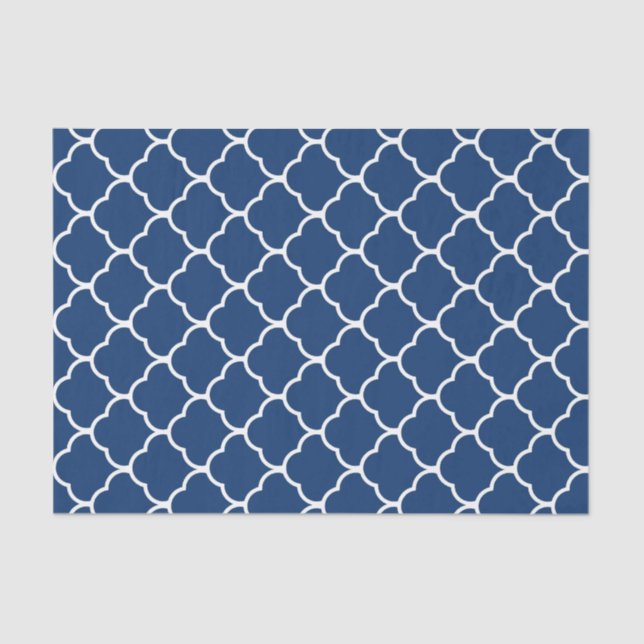 Navy Elegant Moroccan Design Tissue Paper (Front)