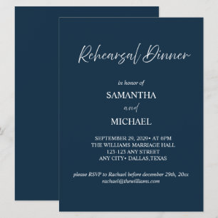 Navy Elegant Rehearsal Dinner Invitation