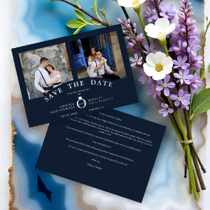 Navy Elegant Silver 2 Photos Sophisticated Wedding