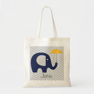 Navy Elephant Yellow Umbrella Custom Bag