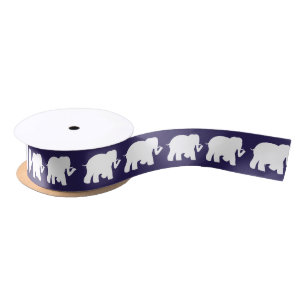 Navy elephants ribbon satin ribbon